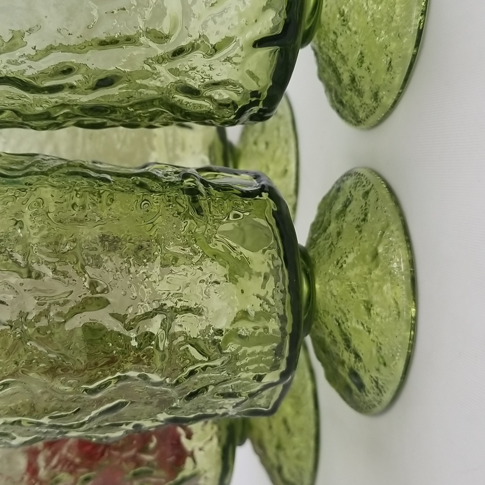 Anchor Hocking Milano Avacado Green Footed Tumblers - Picture 8 of 16